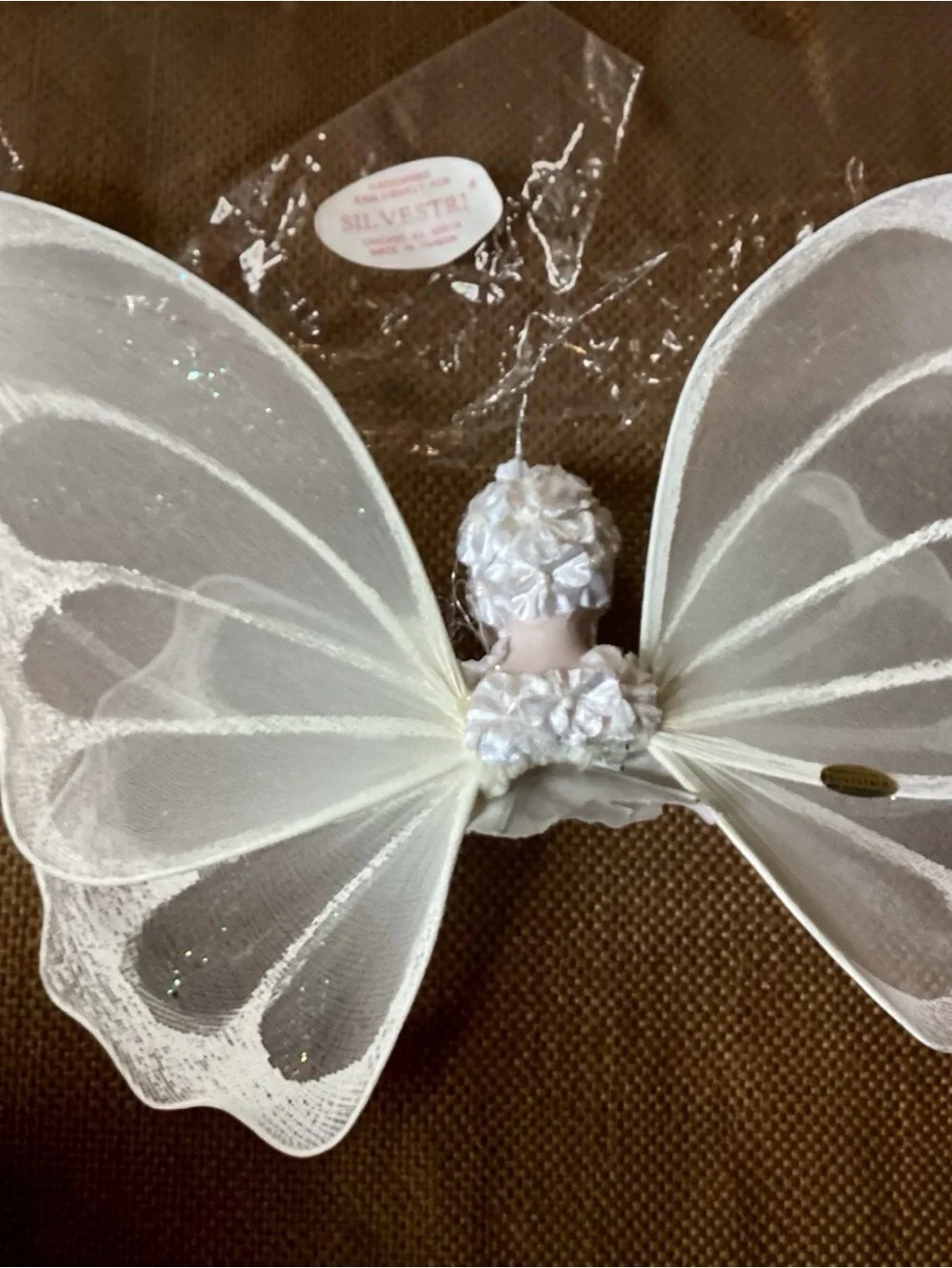 Silvestri White Gossamer Mesh Wing Angel Ornament Tree Topper